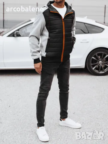 Мъжко преходно ватирано яке с качулка, 2цвята , снимка 3 - Якета - 47466742