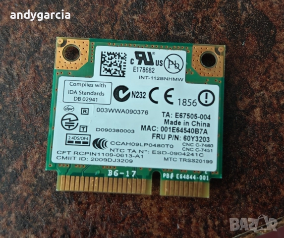 Intel WiFi Link 5100 (модел Intel 512AN_MMW / 512BN_MMW) half mini card, снимка 2 - Кабели и адаптери - 52185621