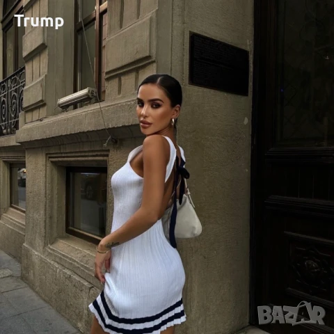 Красива рокля, гол гръб, фино машино плетиво, снимка 2 - Рокли - 50843171