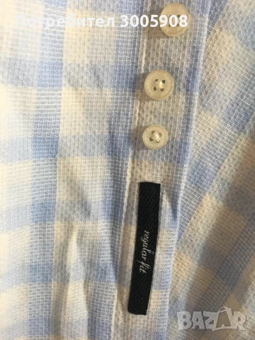 Риза Andrews Карирана 100 % памук бяло и небесно синьо,Smart Regular L, снимка 4 - Ризи - 50954535