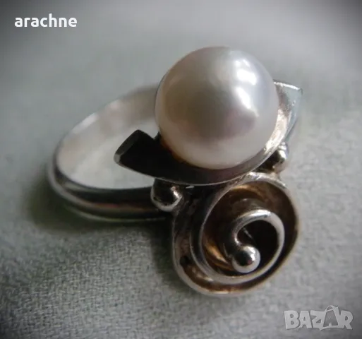Японски сребърен пръстен с перла Akoya