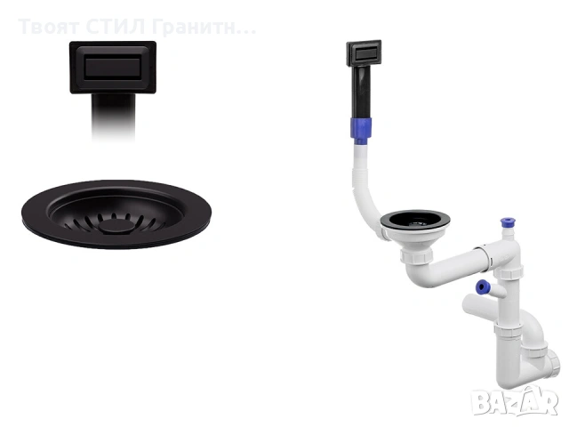 Луксозна кухня – Черна мивка London 60 + черен смесител 9010 | ТОП комбинация, снимка 7 - Мивки - 53766240