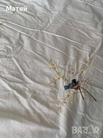 Бяла покривка за кръгла маса* С бродерия* 100 % памук, снимка 4 - Покривки за маси - 51965973