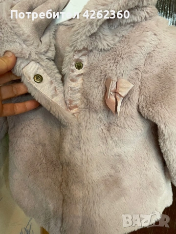 Уникално пухкаво якенце лилаво Contrast р-р 80, снимка 3 - Бебешки якета и елеци - 53654636