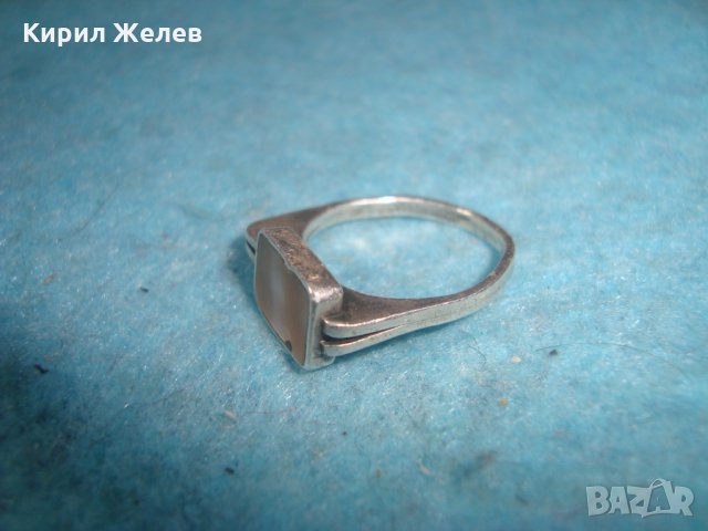 СТАР СРЕБЪРЕН СЕДЕФЕН АРТ НУВО СТИЛ ПРЪСТЕН СРЕБРО 925 РЪЧНО ИЗРАБОТЕН 25819, снимка 6 - Пръстени - 35884004