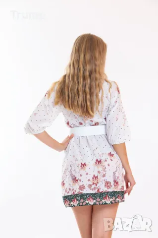 - 20 % Сладка къса рокля на цветя, цвят бял , снимка 2 - Рокли - 49594880