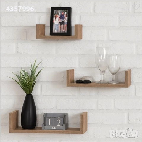 Комплект декоративни рафтове, За стена, 3бр., Кафяв 