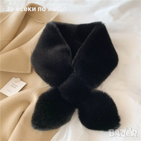 Пухкав дамски шал, имитиращ заешка кожа, снимка 2 - Шалове - 52666469