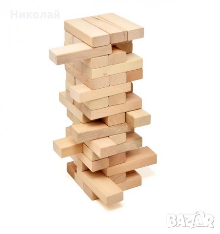 Дървена Дженга 54 части , дървена кула за баланс , игра за надпиване, снимка 1
