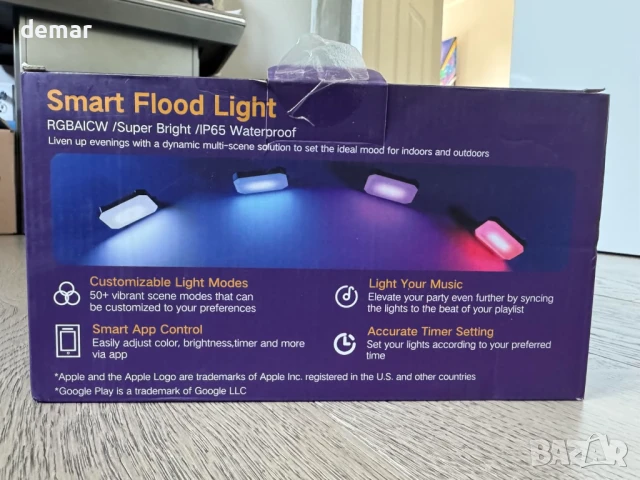 OUTON V2 Смарт външни LED прожектори RGBAICW, приложение и дистанционно, 4 броя, IP65, снимка 10 - Лед осветление - 51316357