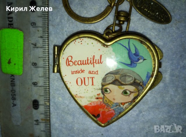 СЪРЦЕВИДНА БРОНЗОВА КУТИЙКА с КАРТИНКА - АРТ ВИСУЛКА за МОМИЧЕШКА ЧАНТА / КЛЮЧОДЪРЖАТЕЛ 38893, снимка 2 - Други ценни предмети - 42087851