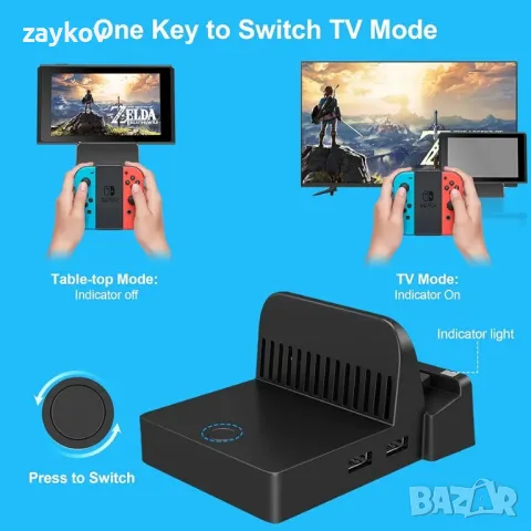 мини портативна докинг станция за превключвател за Nintendo Switch Dock, снимка 5 - Игри за Nintendo - 47452844