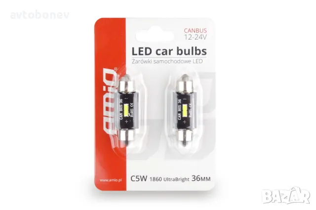 LED КРУШКИ тип СУЛФИДНИ(FESTOON) AMIO ULTRA BRIGHT C5W(36мм) к-т/2 бр./