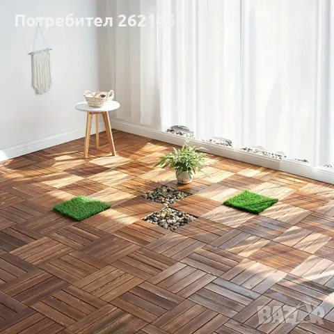 Дървени декинг плочки за двор или тераса, кафяви WPC плочи, 30х30 см, снимка 4 - Декорация за дома - 49833795