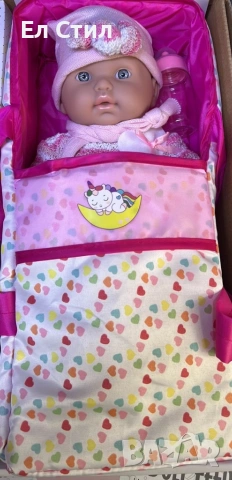 Кукла бебе с пълен комплект – Шише, пижама, легълце и аксесоари - 42 см - НА БЪЛГАРСКИ, снимка 9 - Кукли - 53585453