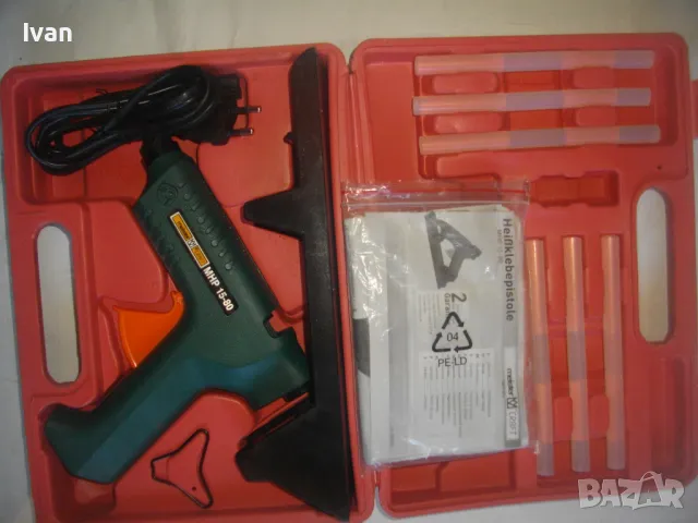 НОВ MEISTER ОРИГИНАЛЕН НЕМСКИ ПИСТОЛЕТ ТОПЛО ЗАЛЕПЯНЕ ЛЕПЕНЕ ФИКСИРАНЕ ПРЪЧКИ СИЛИКОН ПЪЛЕН КОМПЛЕКТ, снимка 2 - Други инструменти - 49048122