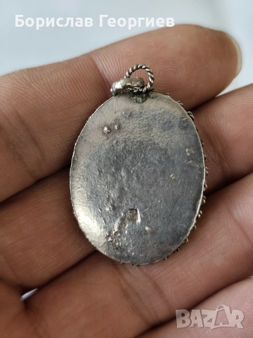 Стар сребърен медальон с камея, снимка 3 - Колиета, медальони, синджири - 53675221