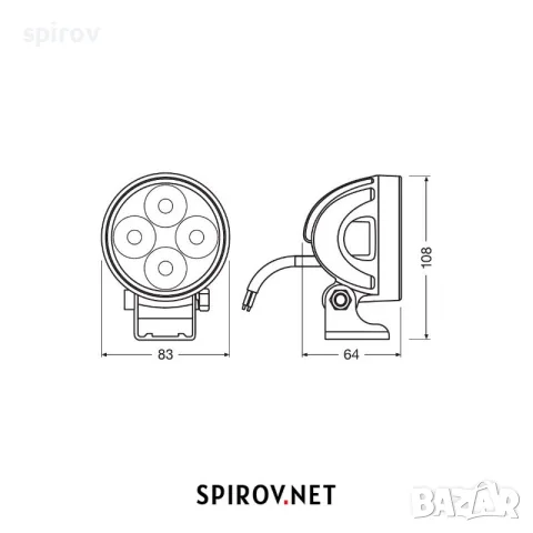LED фар OSRAM LEDriving ROUND VX80-WD 12/24V 1150lm 6000K, снимка 3 - Части - 55701868