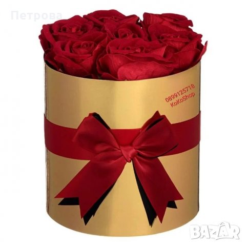 Кутия със седем изкуствени рози-20х20 см., снимка 3 - Декорация за дома - 35695674