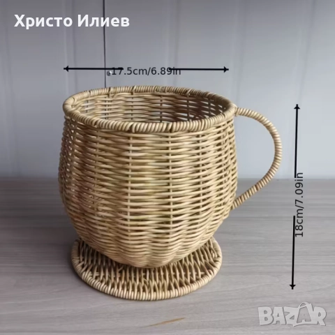 Голяма ратанова кошница Огранайзер за кафе капсули Бохо стил, снимка 4 - Декорация за дома - 51810169