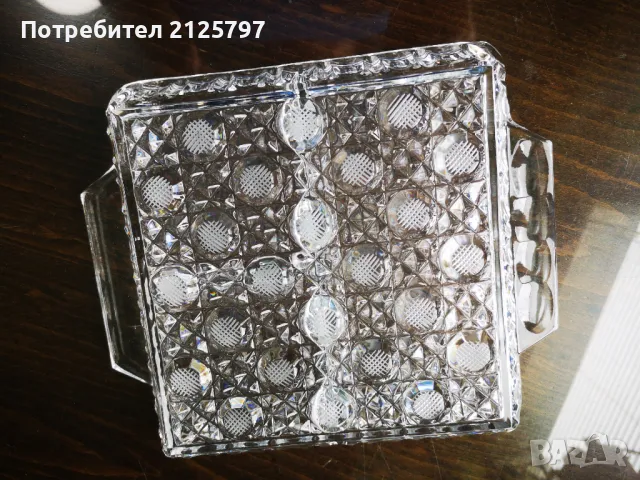 Кристално плато за сервиране с три отделения, снимка 2 - Други - 49798396