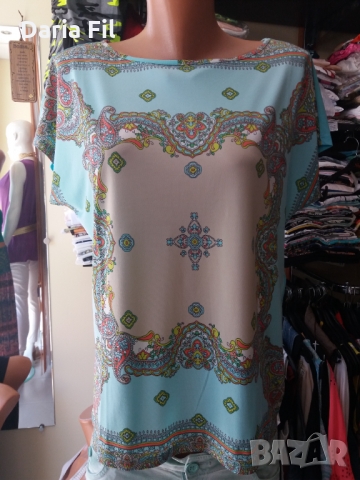 Блуза в цвят резеда с пейсли принт