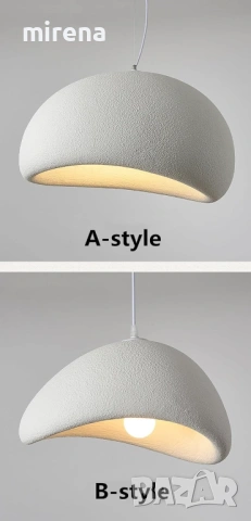 Бял модерен полилей висяща облак 3 каменен скандинавски Wabi-sabi, снимка 6 - Лампи за таван - 51556224