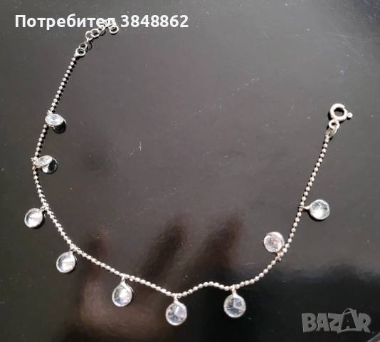 Сребърна гривна с камъчета. , снимка 2 - Гривни - 52597602