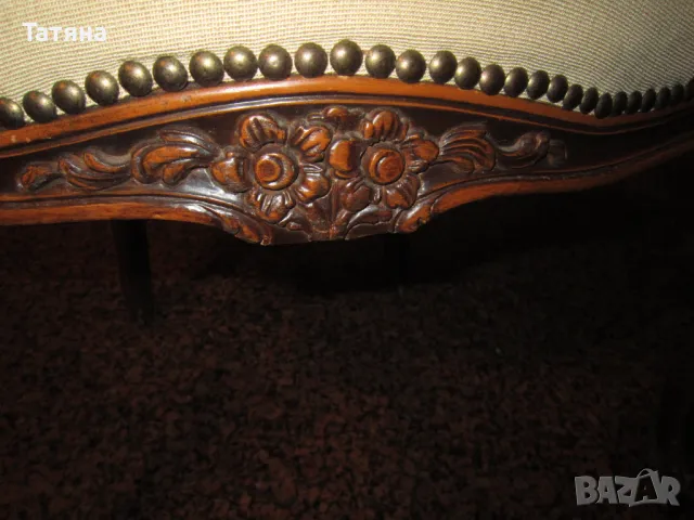 Старинен стол -СТИЛ ЛУИ 14  -ГОБЛЕНОВА ДАМАСКА, снимка 7 - Антикварни и старинни предмети - 49702011