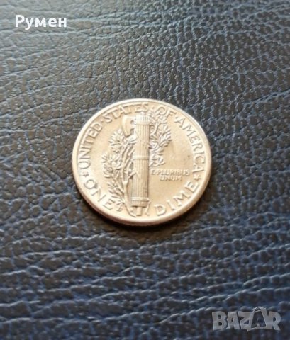 One dime 1942-D-USA.Сребро!, снимка 2 - Нумизматика и бонистика - 41910642