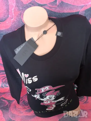 Philipp Plein Нова черна Детска блуза с Мини Маус  С, снимка 3 - Блузи с дълъг ръкав и пуловери - 49452918