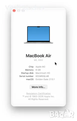 Macbook Air 13" 8Gb 256Gb, снимка 4 - Лаптопи за работа - 56310503