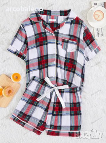 Дамски кариран комплект от две части с къс ръкав , снимка 6 - Комплекти - 40003197