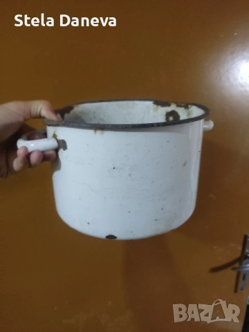 Стари емайлирани съдове за саксии/декорация, снимка 4 - Антикварни и старинни предмети - 51624852