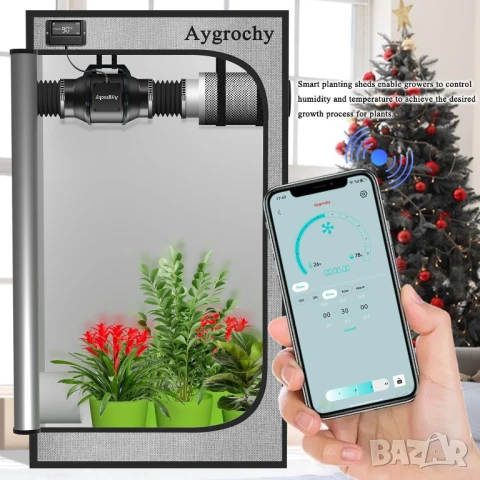 WiFi Канален вентилатор Aygrochy 100 мм с интелигентен контролер за температура и влажност, снимка 5 - Вентилатори - 51130271