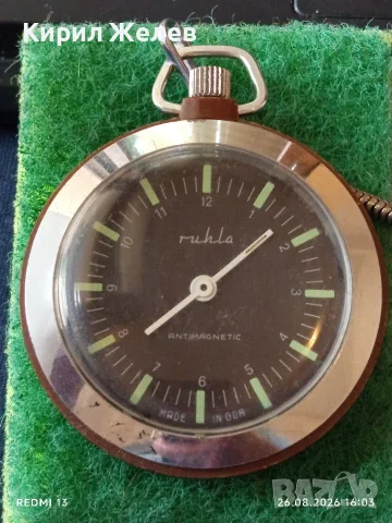 Джобен часовник Ruhla anti-magnetic made in GDR за КОЛЕКЦИОНЕРИ 51670