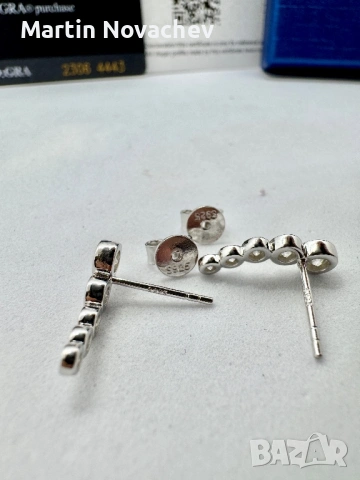 Сребърни обеци с мойсанит (Диамант) , снимка 8 - Обеци - 53820735