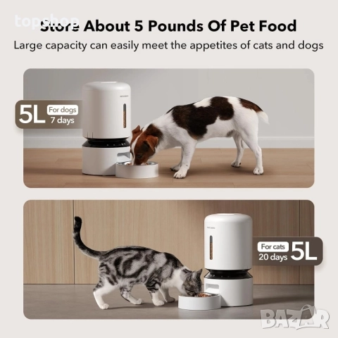Нова PETLIBRO Автоматична хранилка за котки и кучета 5 литра с 5G WiFi с времеви режим и сензор ..., снимка 4 - За кучета - 51637915