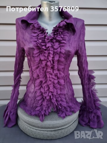 Дамска риза с дълъг ръкав в лилав цвят - модел 31