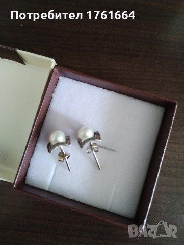 Сребърни обеци с бели перли, снимка 2 - Обеци - 42373977