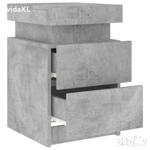 vidaXL Нощни шкафчета с LED осветление, 2 бр, бетонно сив, 35x39x55 см, снимка 7 - Шкафове - 56148125