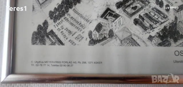 Литография или плакат Осло Норвегия Център - 1982година, снимка 2 - Други ценни предмети - 48653086