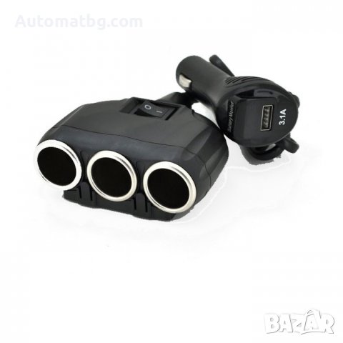 Разклонител за запалка Automat, Троен, 12V-24V, С волтметър, Черен, снимка 2 - Аксесоари и консумативи - 40157832