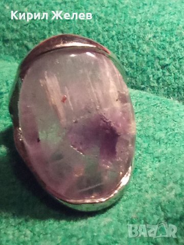 ПОСРЕБРЕН ФЕШЪН АРТ ПРЪСТЕН с НАТУРАЛЕН ЮВЕЛИРНО ШЛИФОВАН КАМЪК - АМЕТИСТ 26606, снимка 4 - Пръстени - 36393176