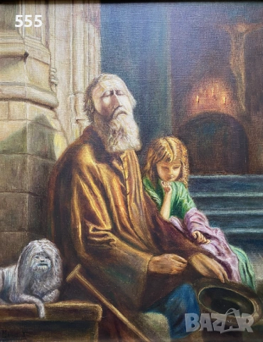 Голяма стара картина масло на платно, снимка 2 - Картини - 53218703