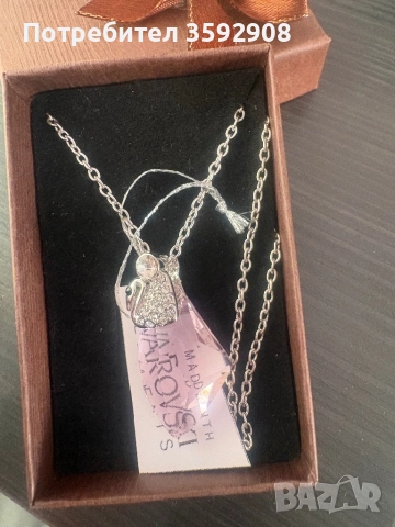 Колие лебед сваровски елементи, снимка 3 - Колиета, медальони, синджири - 52215252