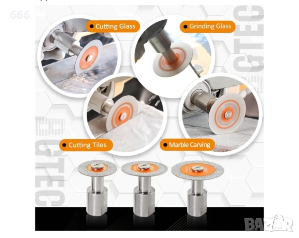 BGTEC Диамантен мини нож за рязане на стъкло - 5 бр. 1 9/16" (40 мм), снимка 5 - Други инструменти - 53446565