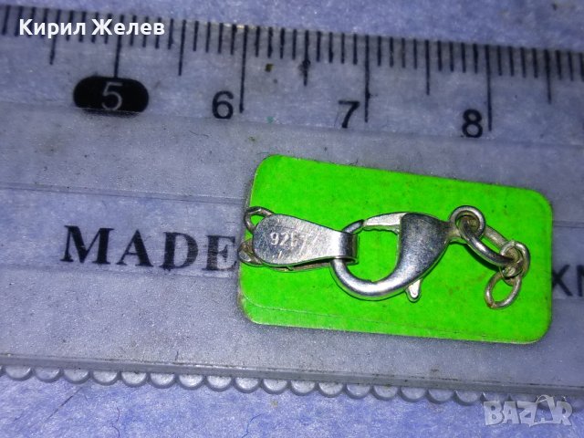 СТАРА ПОСРЕБРЕНА ЗАКОПЧАЛКА КАРАБИНКА ЗДРАВА СТОМАНЕНА със СРЕБЪРНО СРЕБРО 925 УШЕНЦЕ ОТСТРАНИ 18017, снимка 3 - Бижутерийни комплекти - 40921195