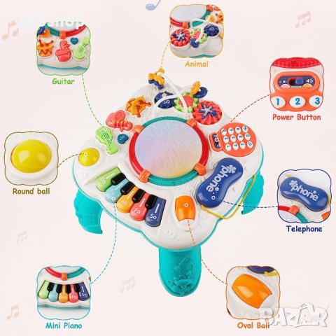Интерактивна бебешка, музикална масичка с игри, снимка 9 - Музикални играчки - 41203459