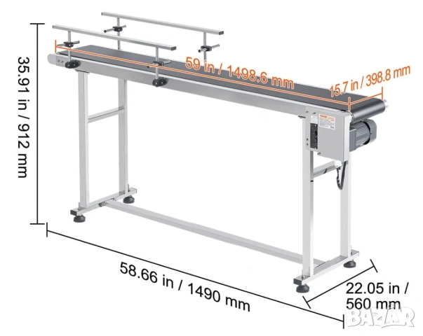 Транспортна лента 150х40см - лентов транспортьор, снимка 3 - Други машини и части - 53591613